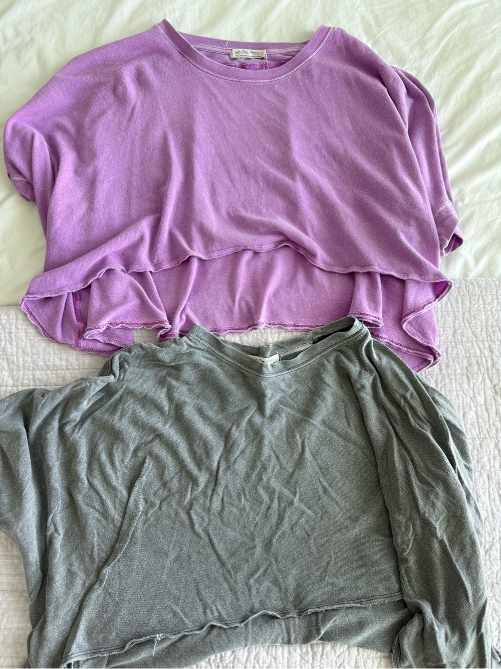 Free People Lavender & Gray Cropped Layered Tops